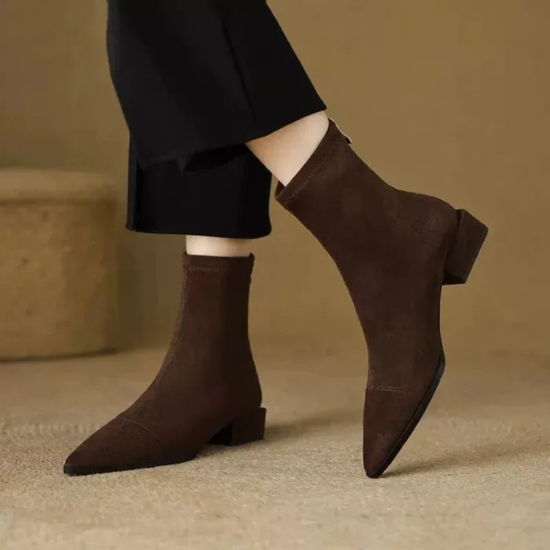 Delphine - Suede Pointed-Toe Ankle Boots