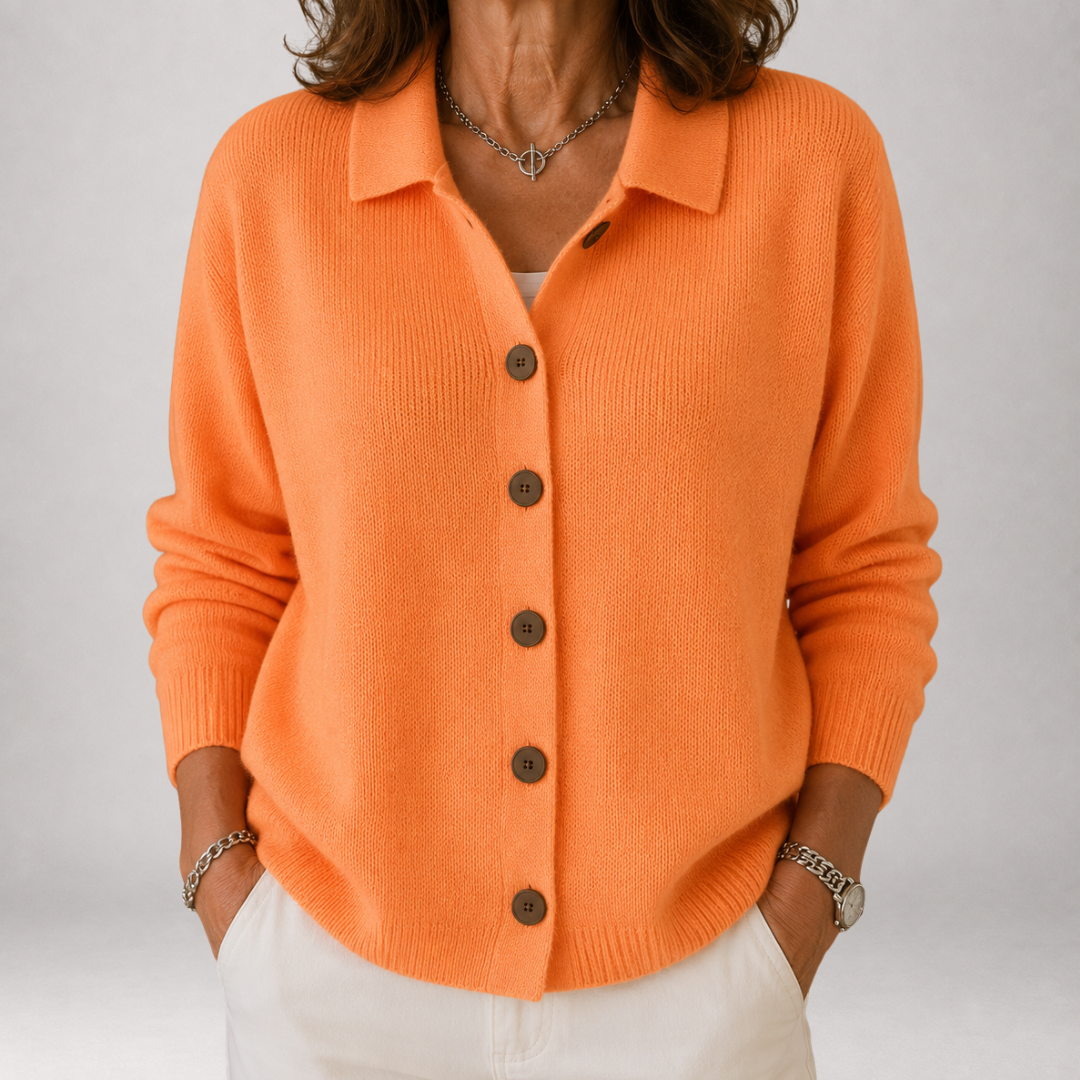 Yvaine - Polo Collar Button Cardigan