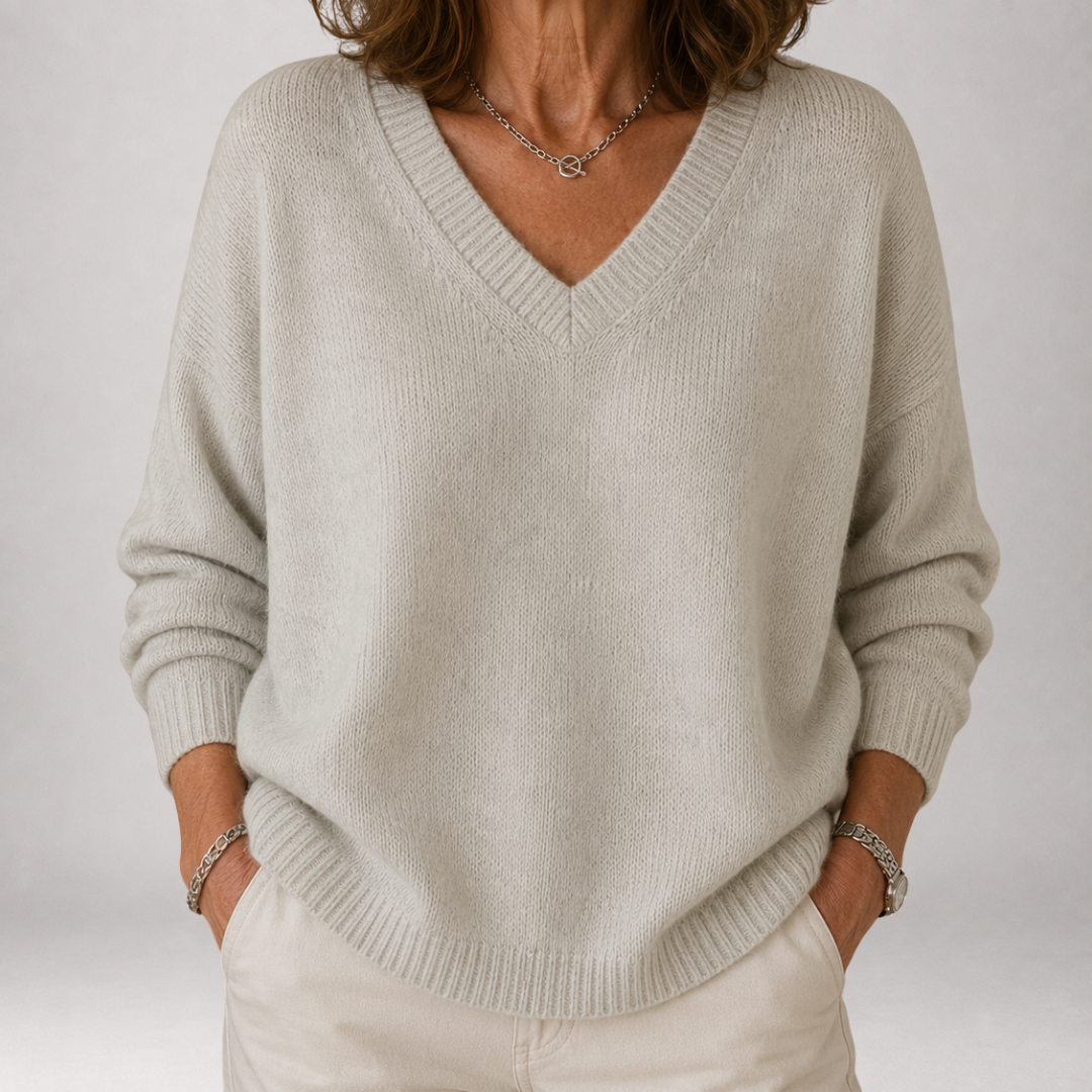 Hesper - Soft V-Neck Knit Sweater