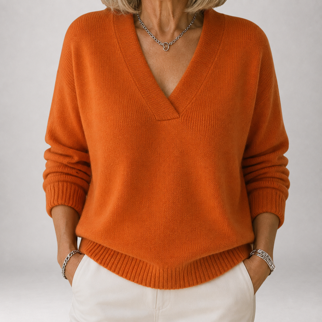 Quilla - Ribbed V-Neck Sweater