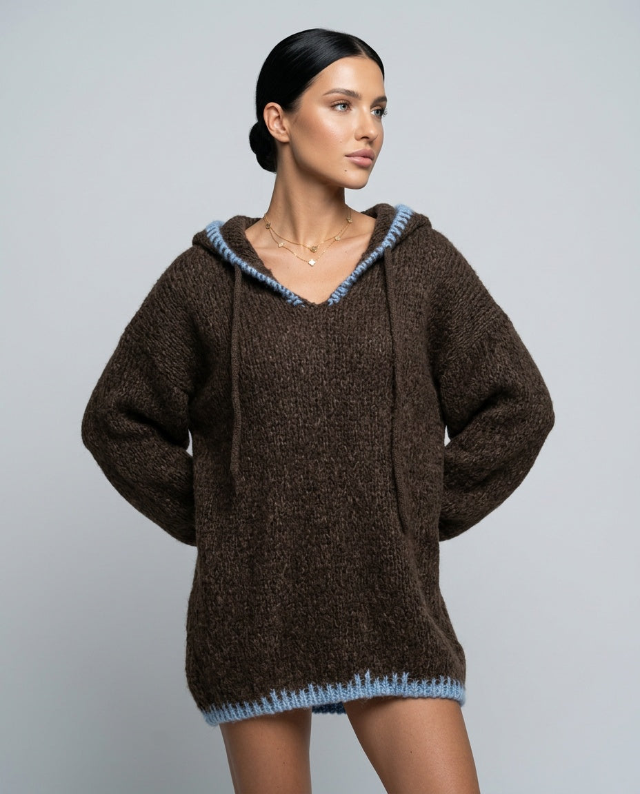 Maddie - Oversized Hooded Knit Dress