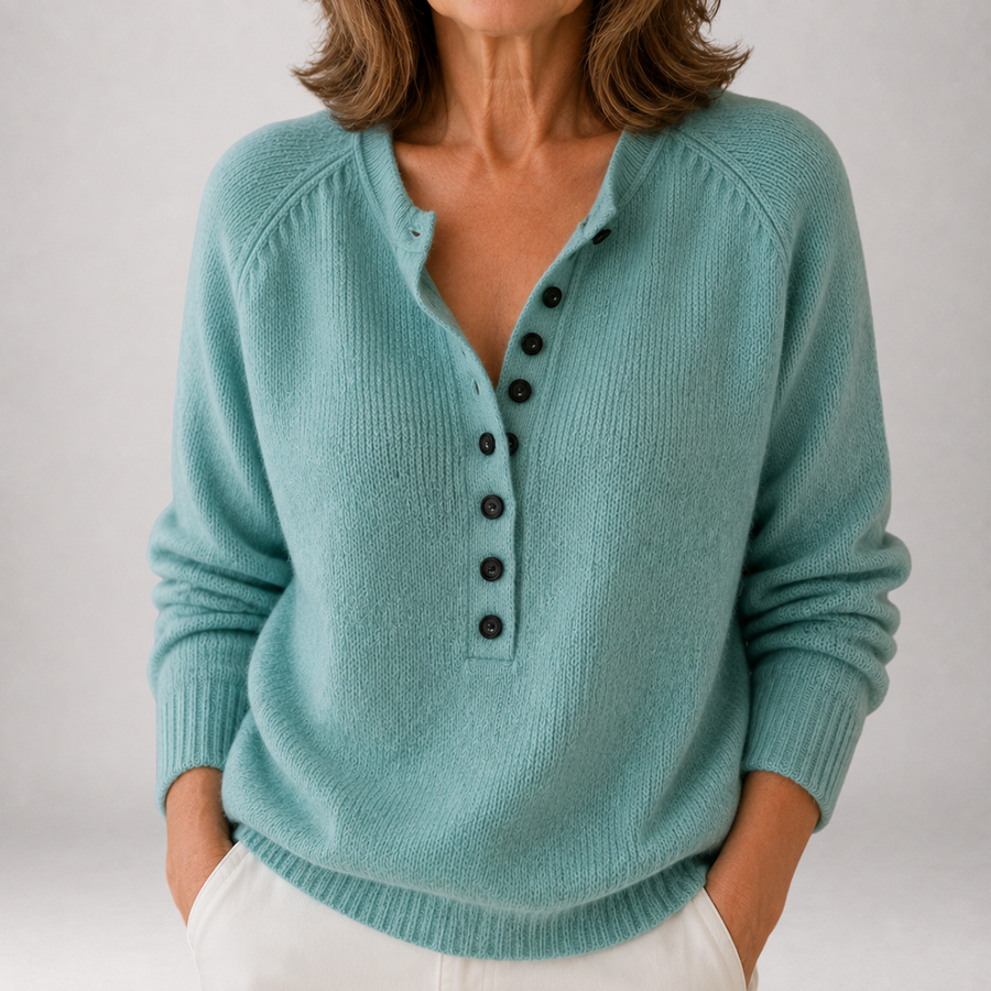 Bronte - Button Placket Henley Sweater