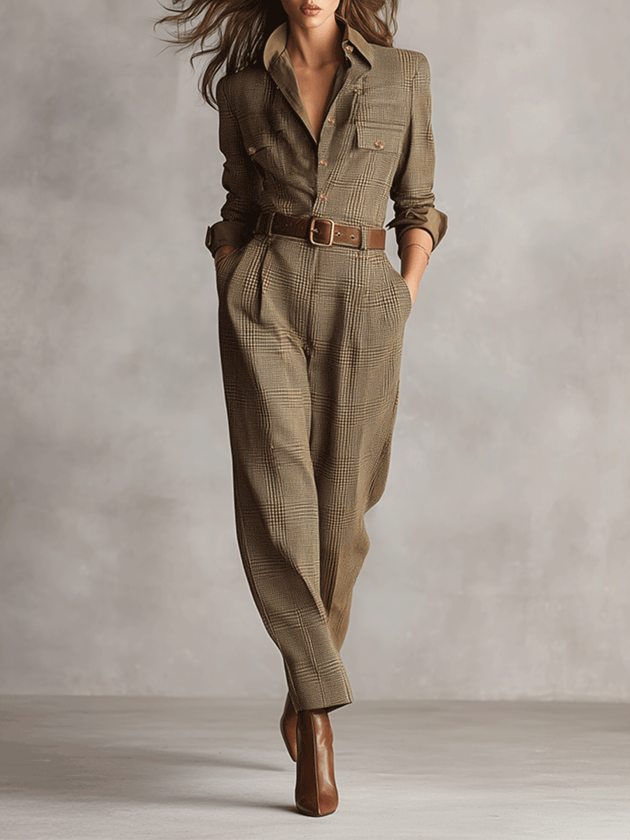 Celia - Brown Jumpsuit with Sophisticated Details