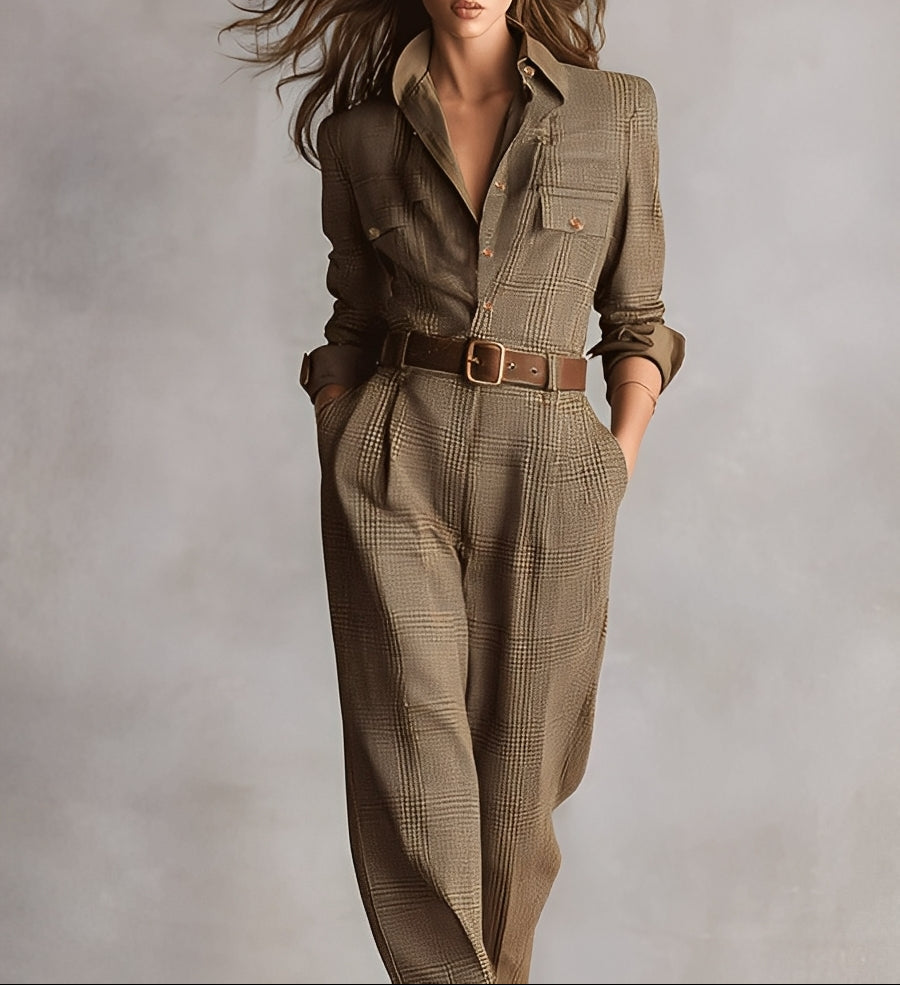 Celia - Brown Jumpsuit with Sophisticated Details