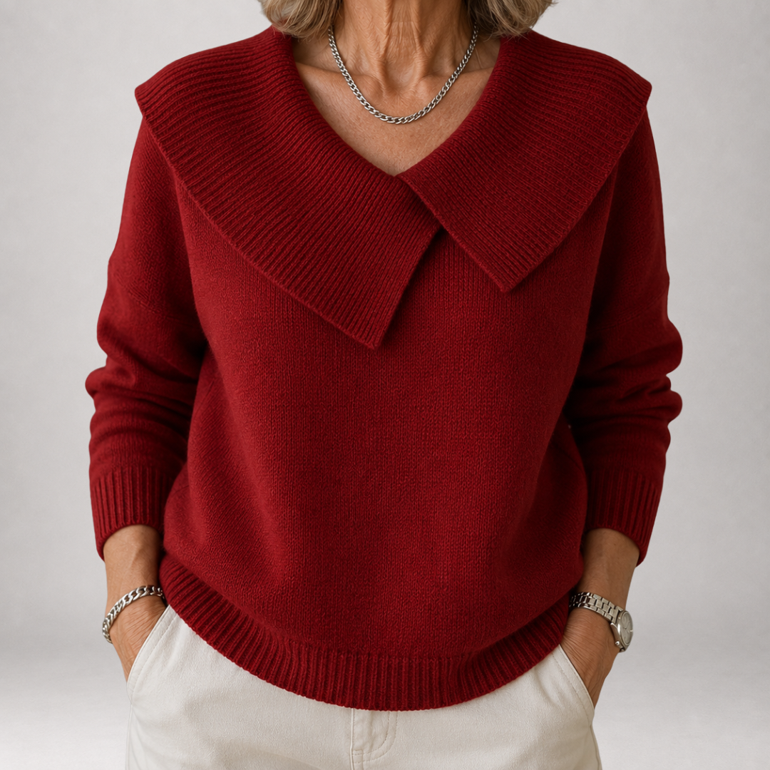 Solenne - Oversized Shawl Collar Knit Sweater
