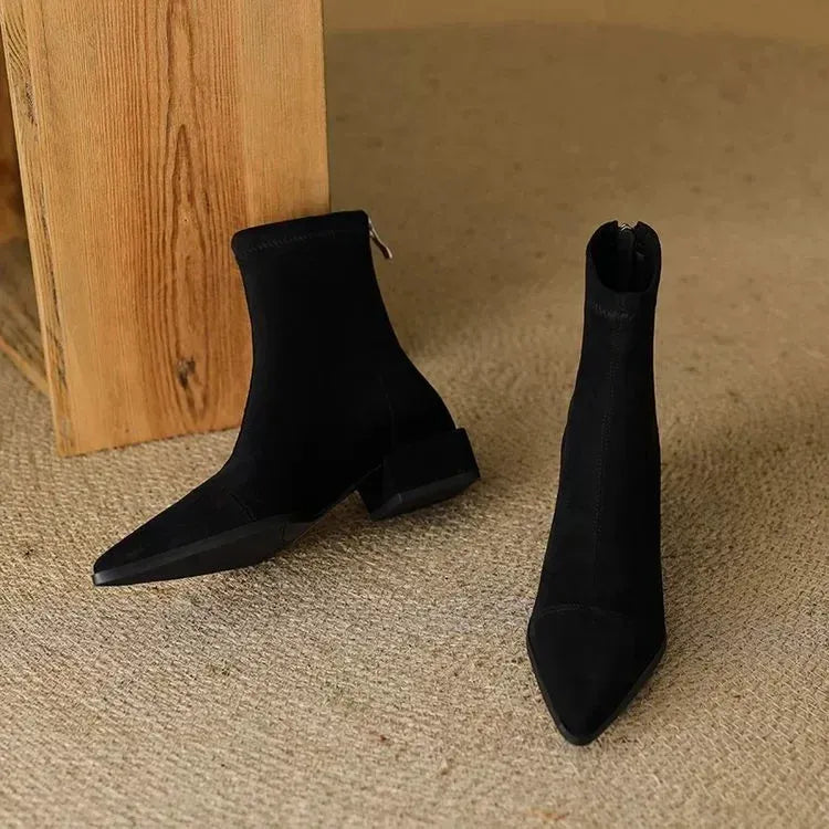 Delphine - Suede Pointed-Toe Ankle Boots
