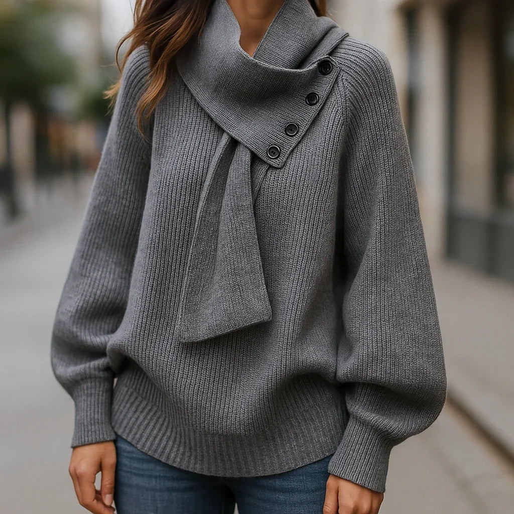 Alysa - Scarf-Neck Button Sweater