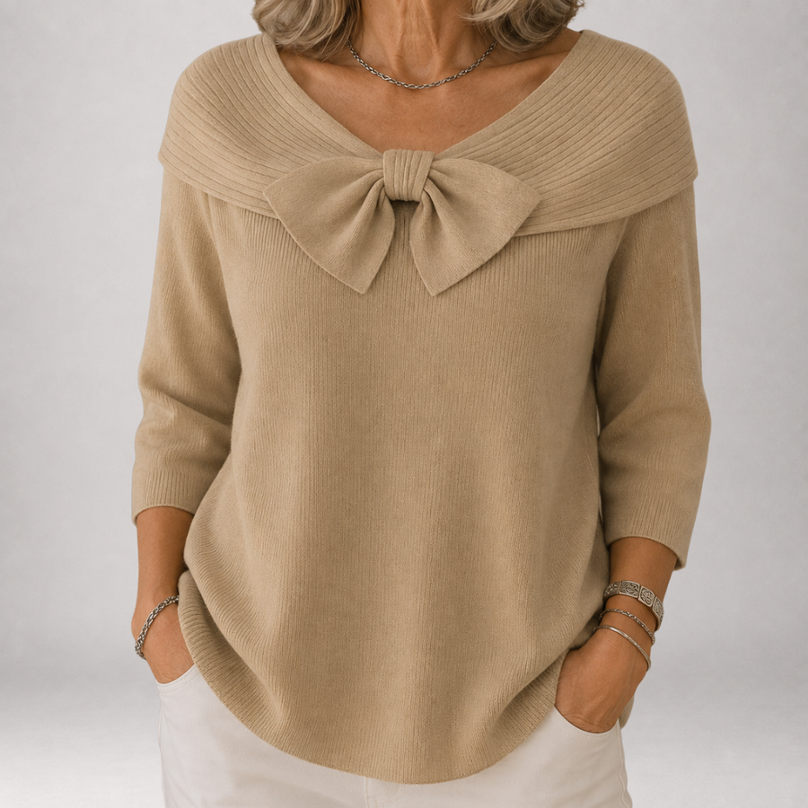 Greer - Bow Front Off-Shoulder Sweater