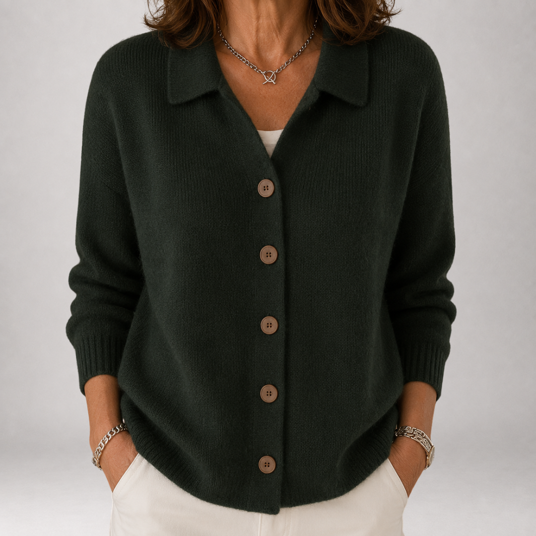 Wrenley - Polo Collar Knit Cardigan