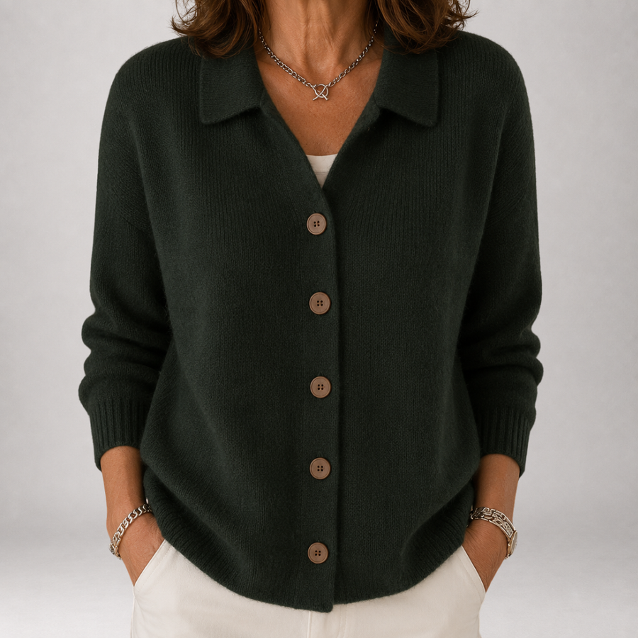 Wrenley - Polo Collar Knit Cardigan