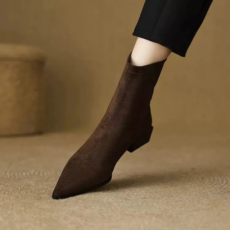 Delphine - Suede Pointed-Toe Ankle Boots