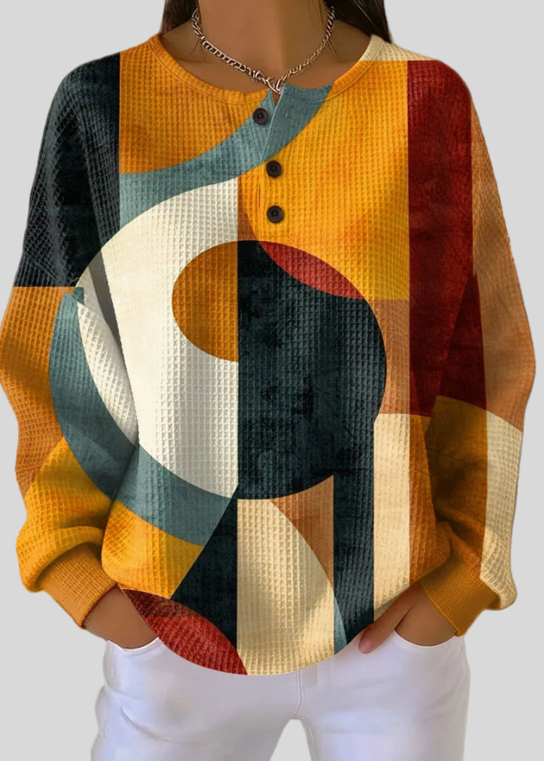 Brooke - Waffle-Knit Henley Sweatshirt
