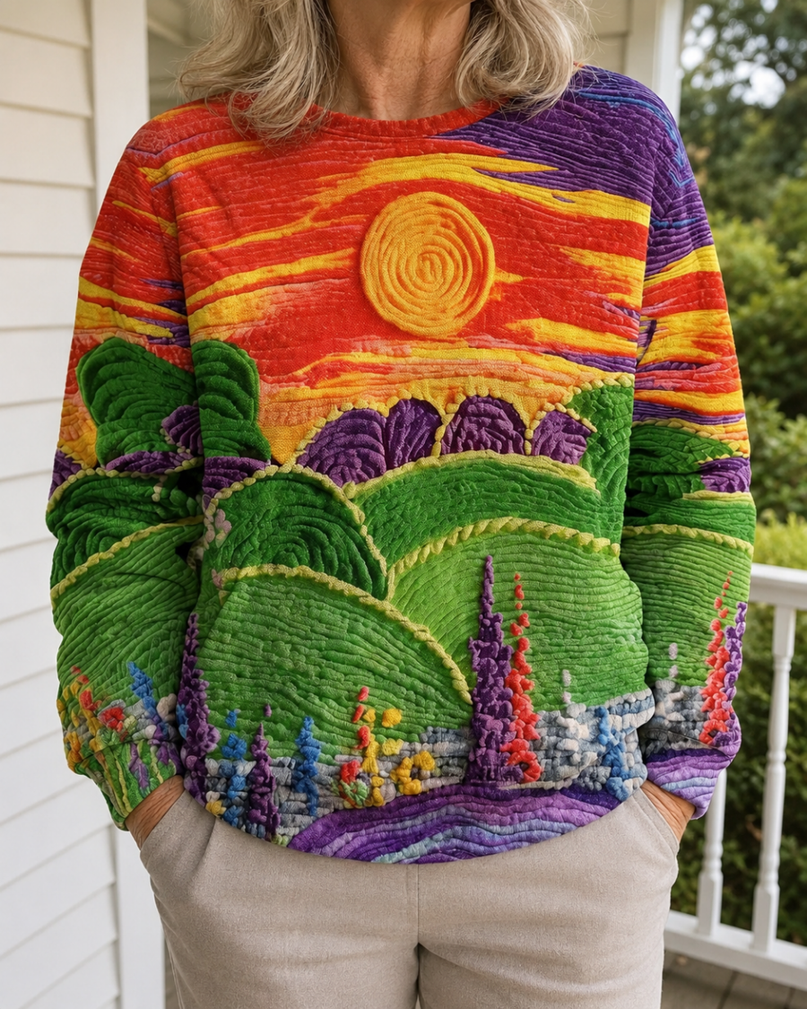 Ravella - Sunburst Landscape Print Sweater