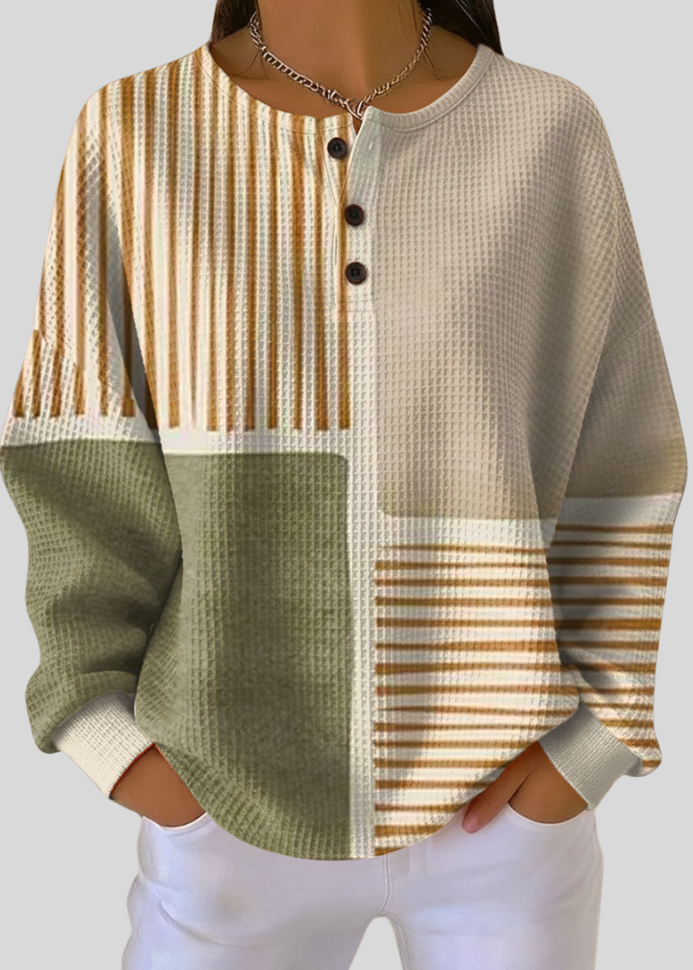 HARPER | Women's Waffle-Knit Henley Sweatshirt