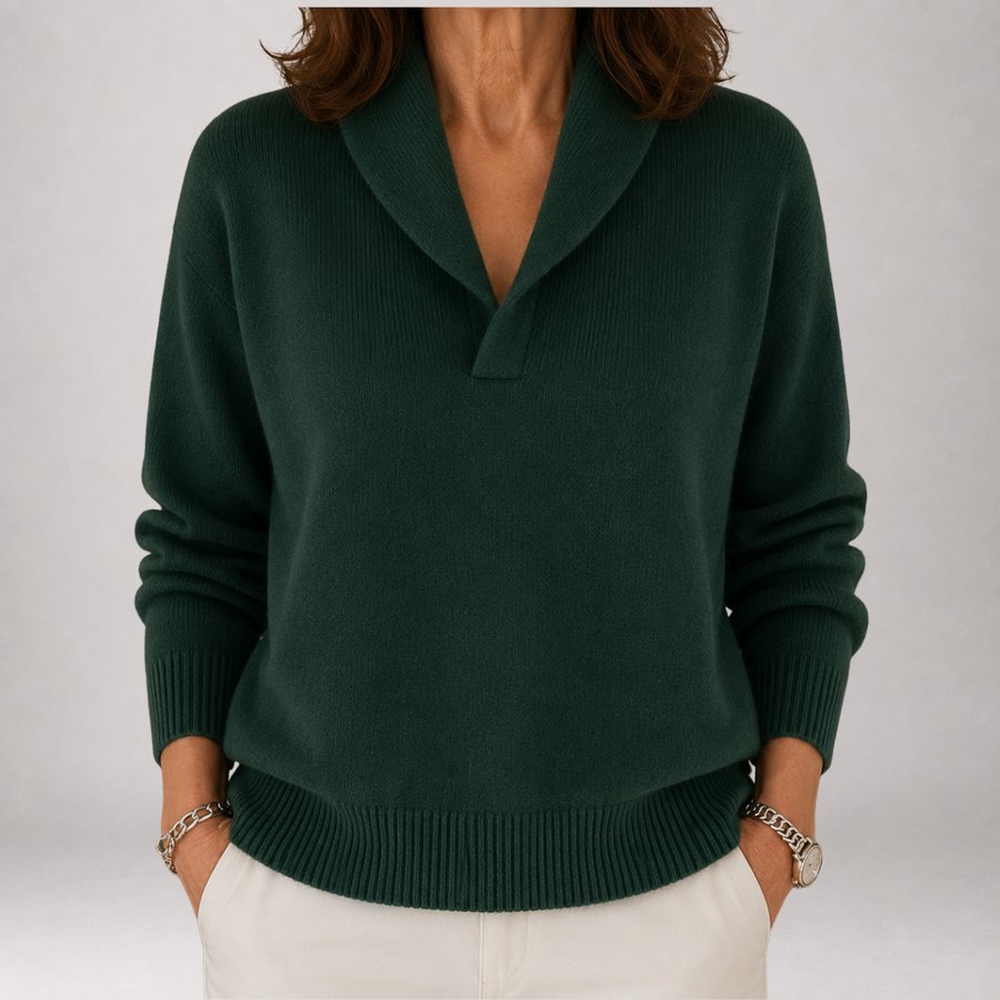Genevra - Shawl Collar V-Neck Sweater