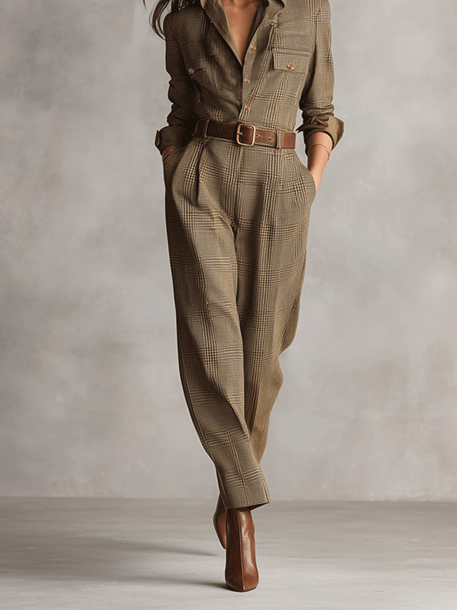 Celia - Brown Jumpsuit with Sophisticated Details