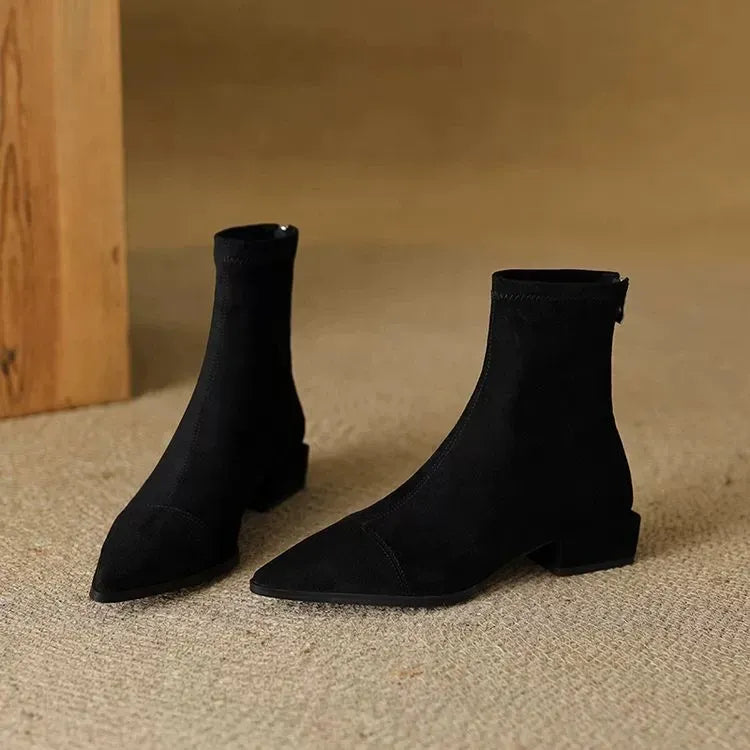 Delphine - Suede Pointed-Toe Ankle Boots