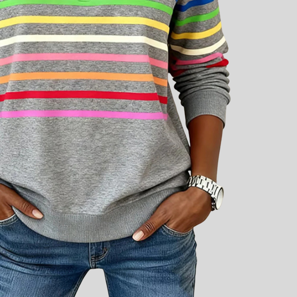 Emma | Women's Striped Quarter-Zip Sweatshirt