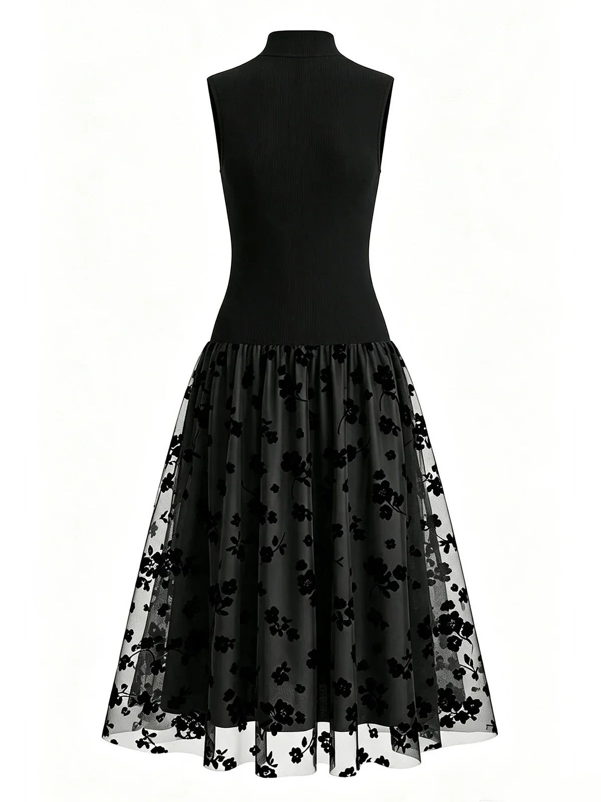 Addie - Flocked Knit A-Line Maxi Dress