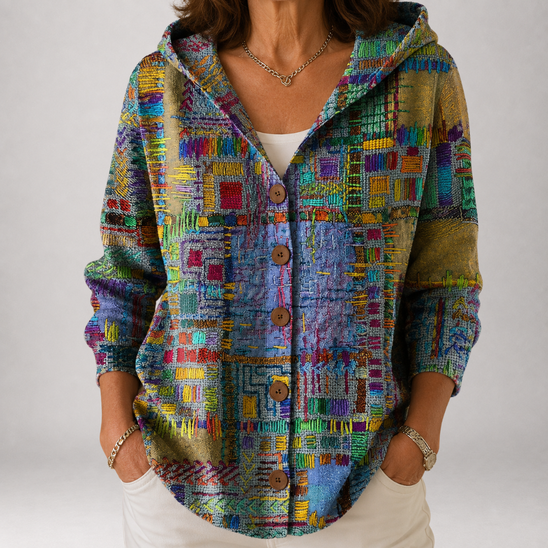 Jennifer - Painted Patchwork Hooded Cardigan