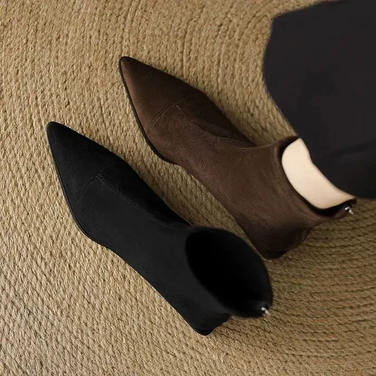 Delphine - Suede Pointed-Toe Ankle Boots