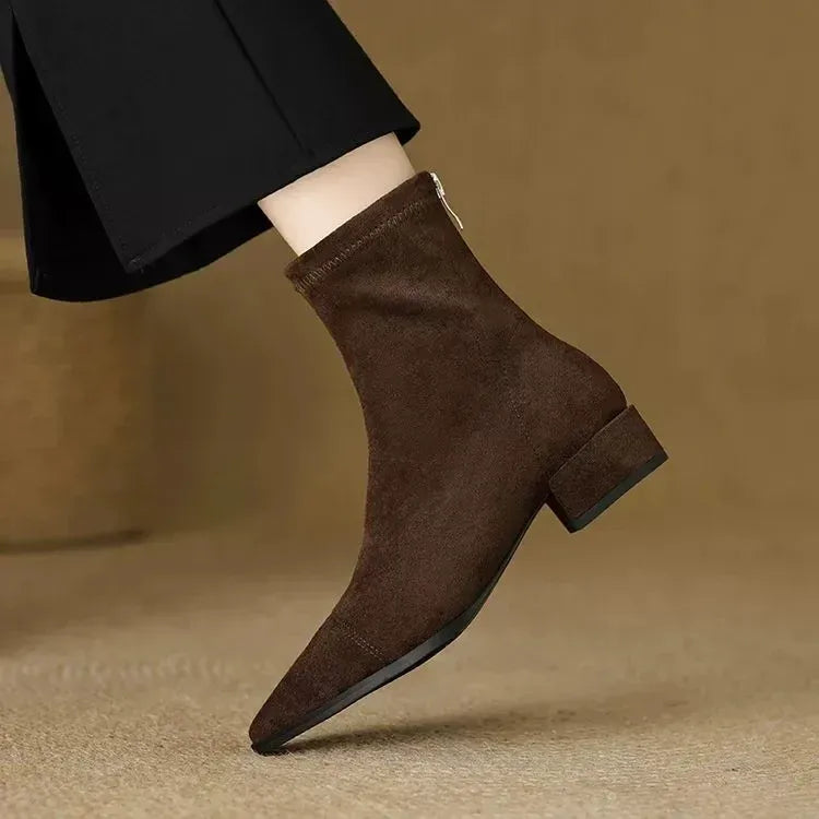 Delphine - Suede Pointed-Toe Ankle Boots