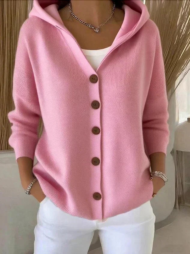 Darienne - Hooded Button-Up Knit Cardigan