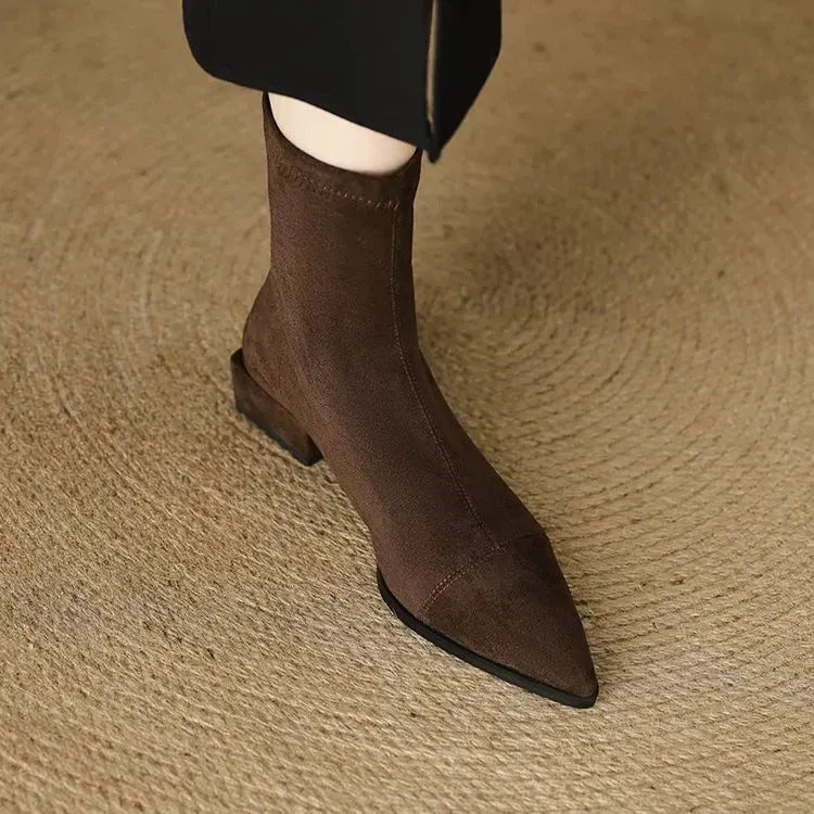 Delphine - Suede Pointed-Toe Ankle Boots