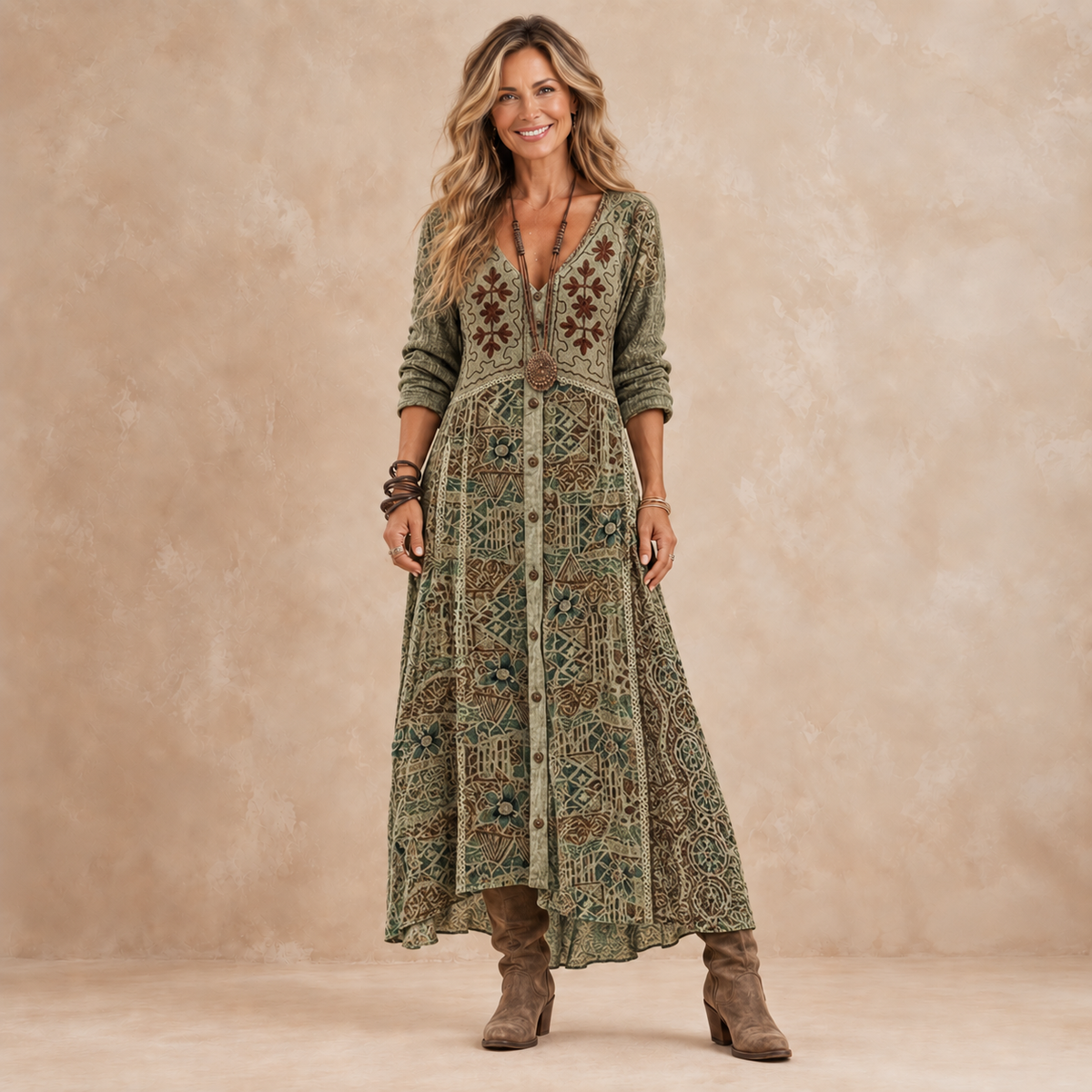 Shelby - Vintage Botanical Maxi Dress