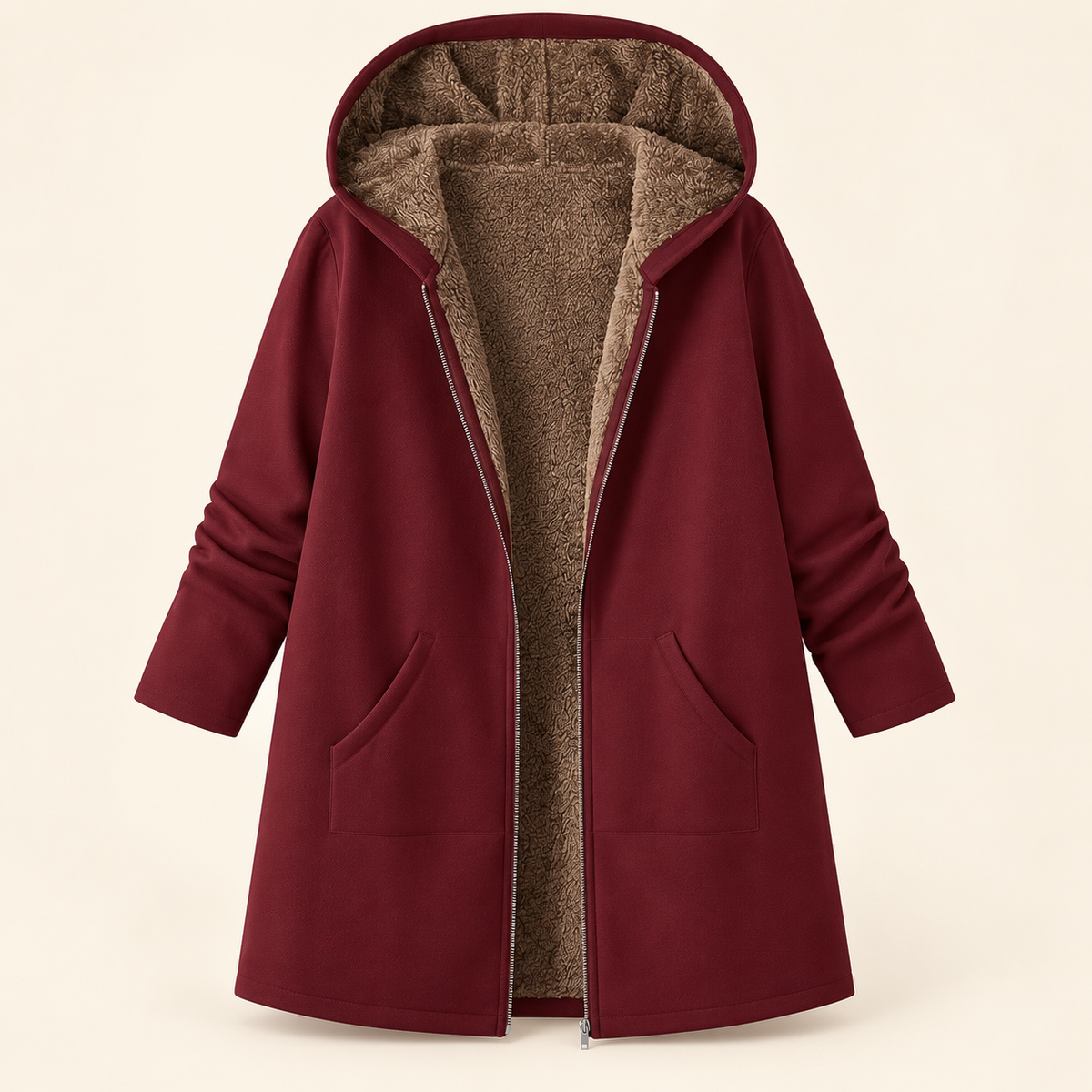 Evelyn - Cozy Sherpa-Lined Hooded Coat