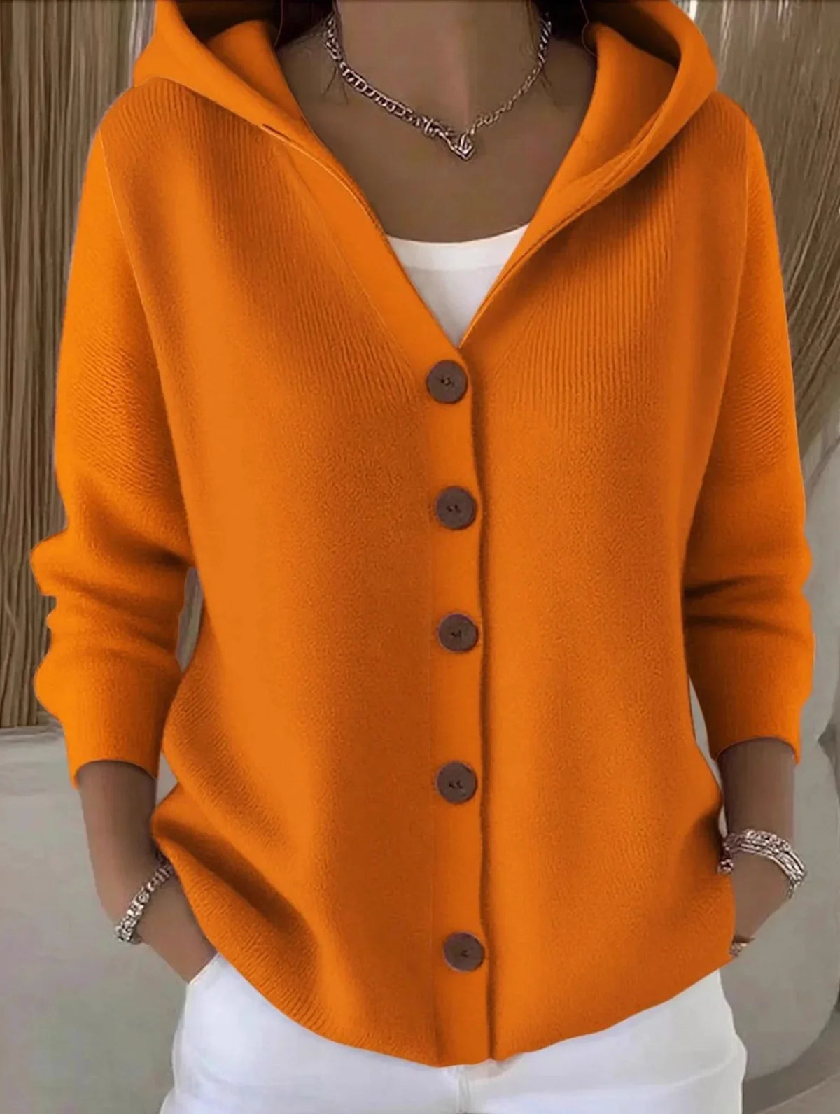 Matilda - Elegant Button Hooded Sweater