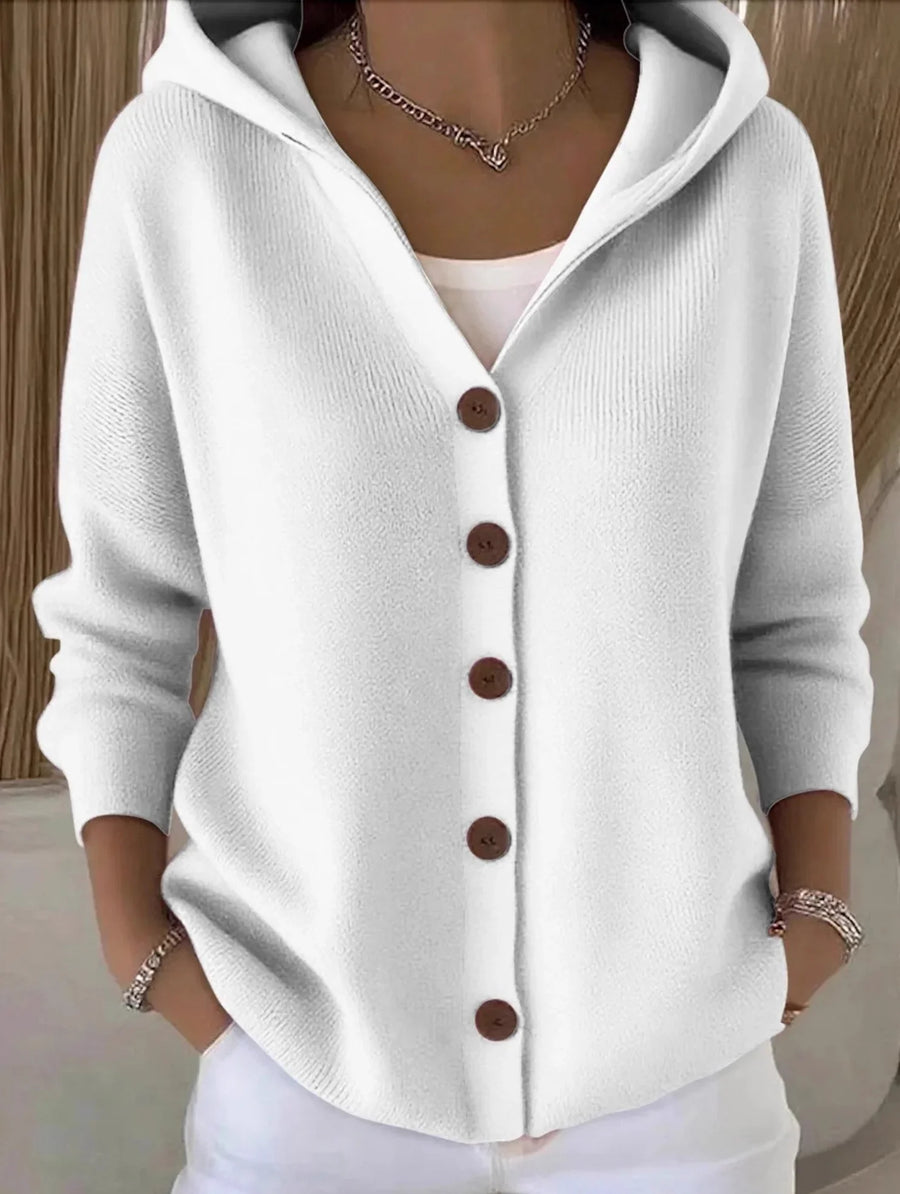 Cecily - Elegant Button Hooded Sweater