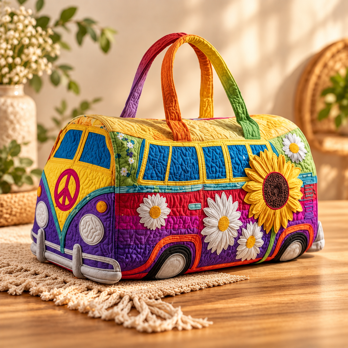 Sunflowvana - Quilted Travel Duffle Bag