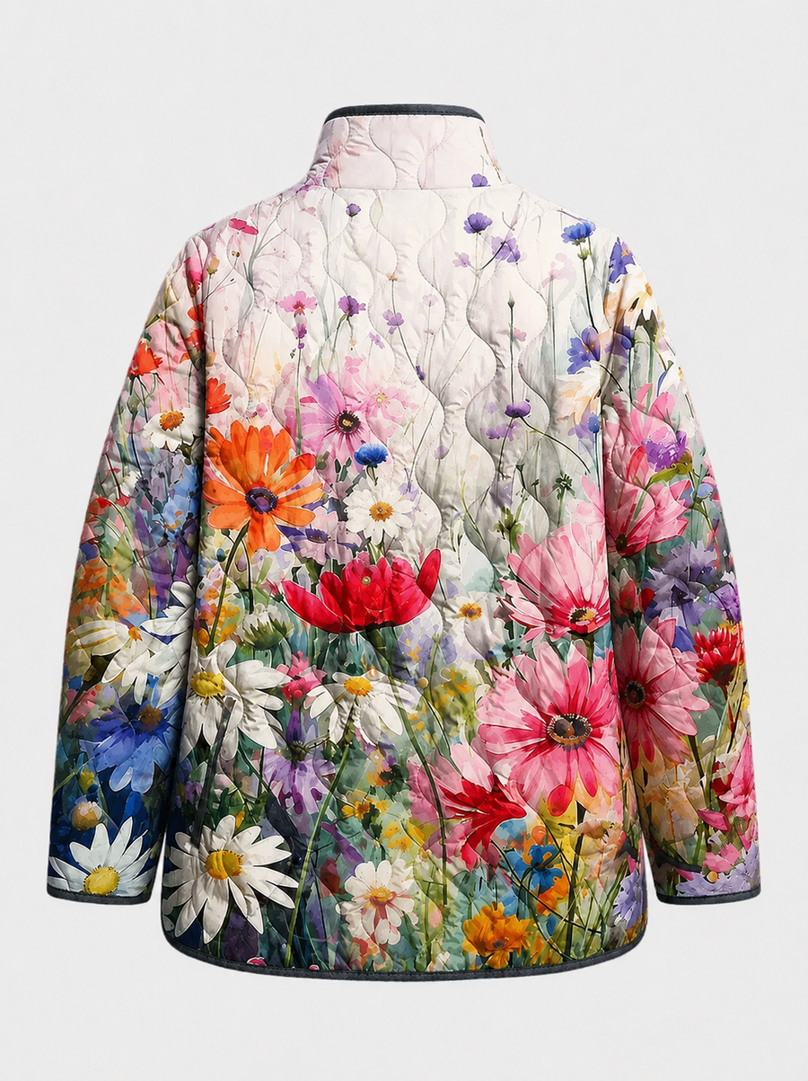 Kaia - Charming Vintage Floral Print Quilted Jacket
