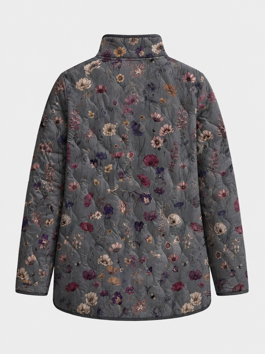 Niva - Vintage Floral Print Quilted Jacket