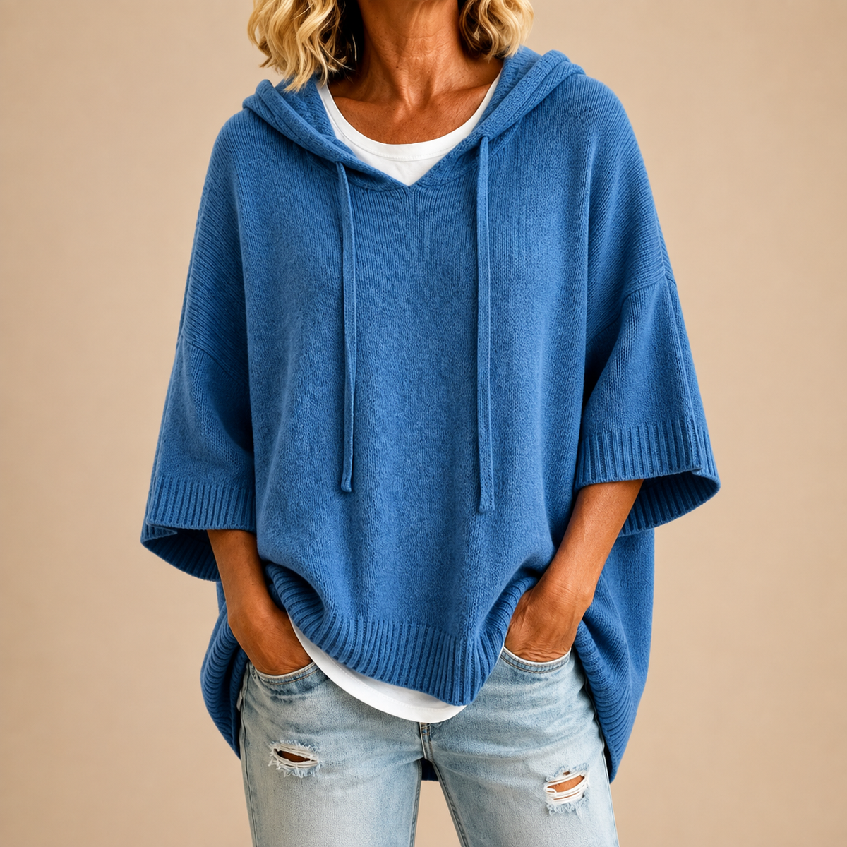 Evelyn - Hooded Knit Poncho
