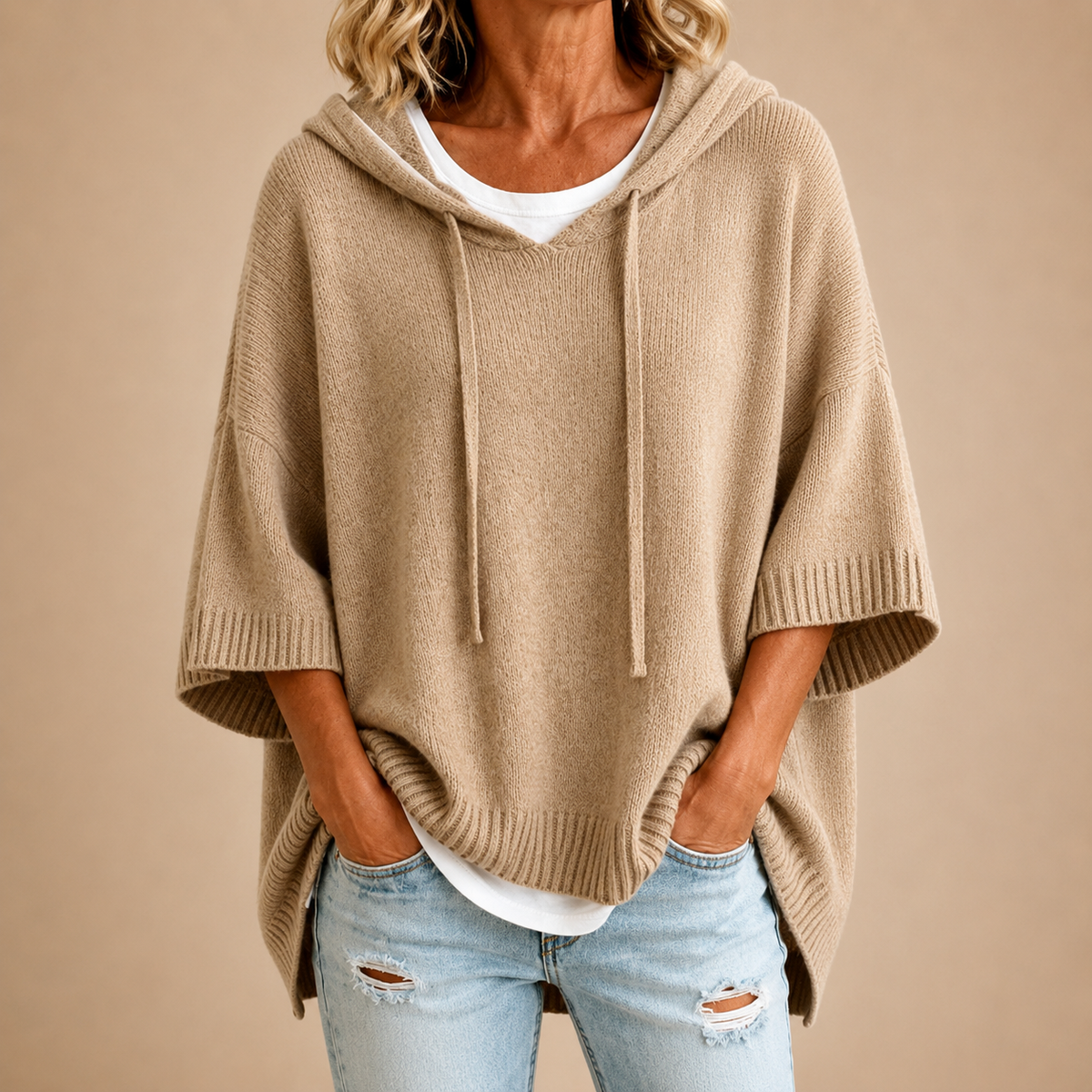Evelyn - Hooded Knit Poncho
