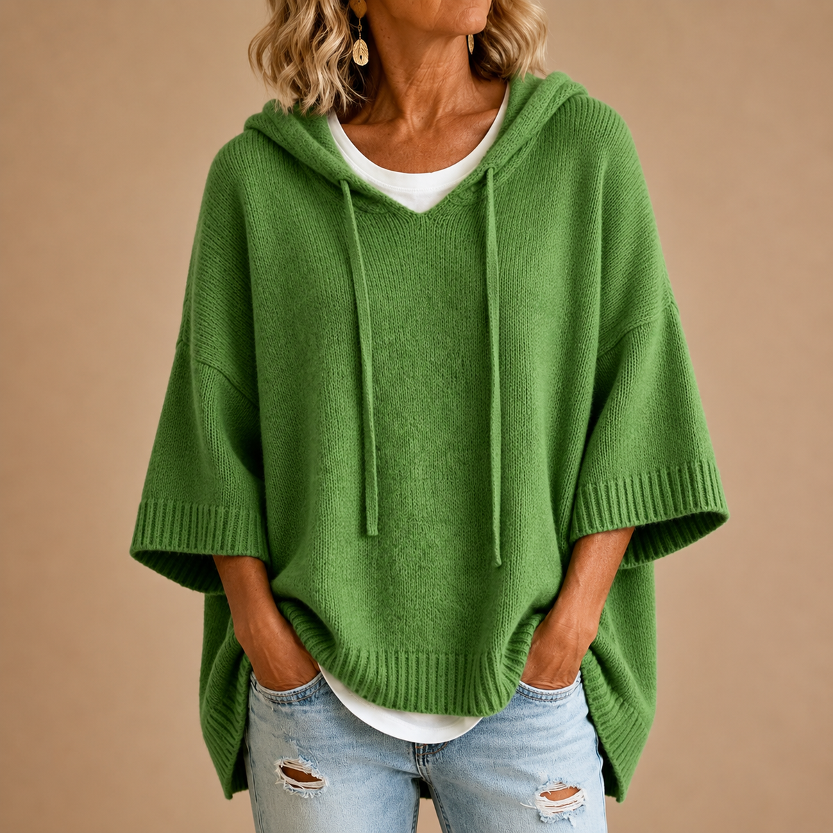 Evelyn - Hooded Knit Poncho