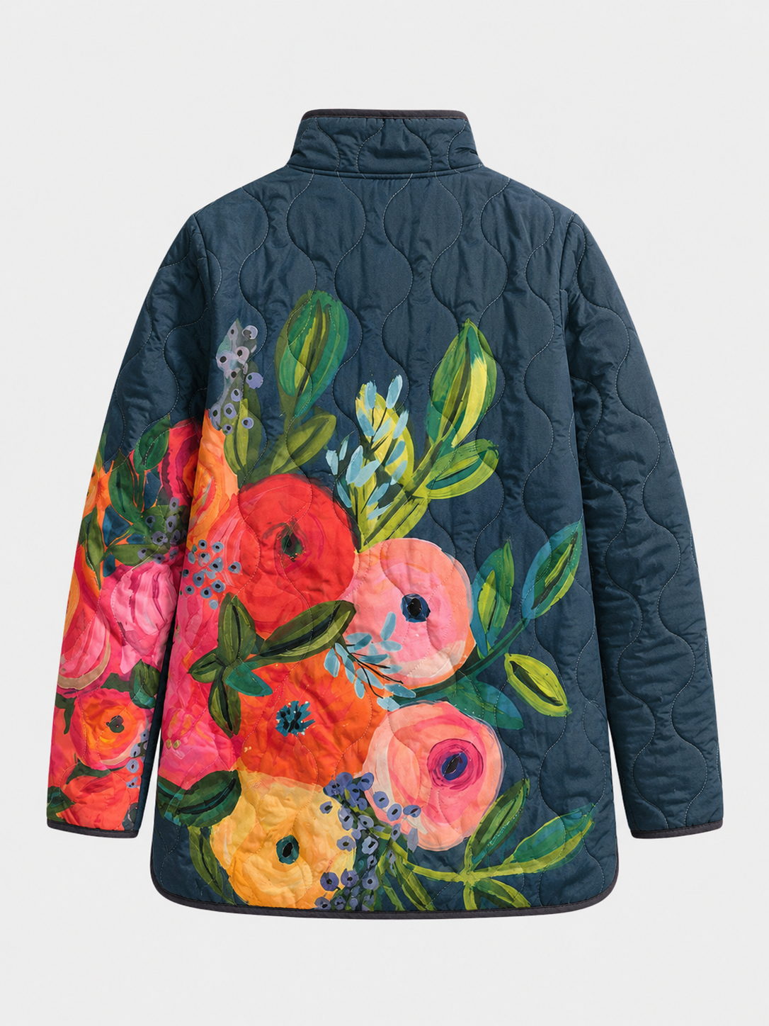 Amaya - Vintage Floral Print Quilted Jacket