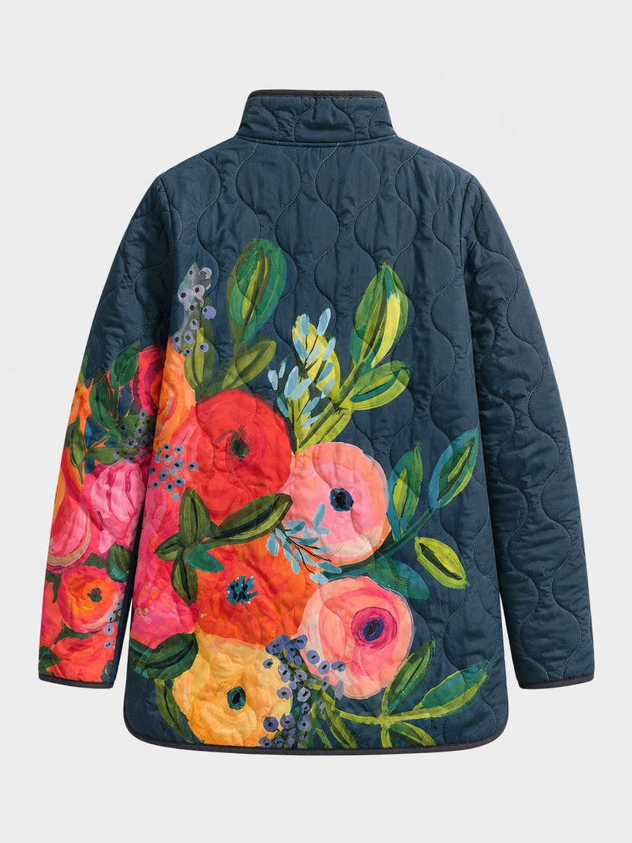 Amaya - Vintage Floral Print Quilted Jacket