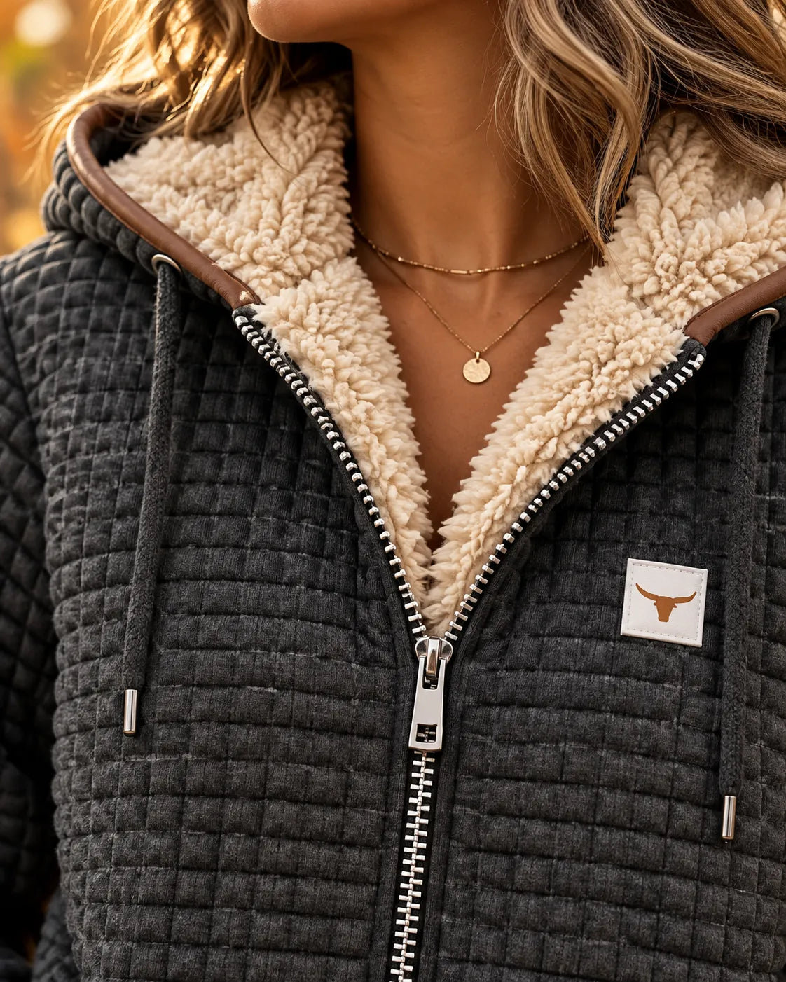 Elaine | Women's Sherpa-Lined Quilted Zip-Up Hooded Jacket