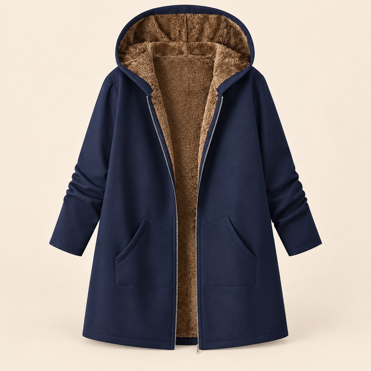 Evelyn - Cozy Sherpa-Lined Hooded Coat