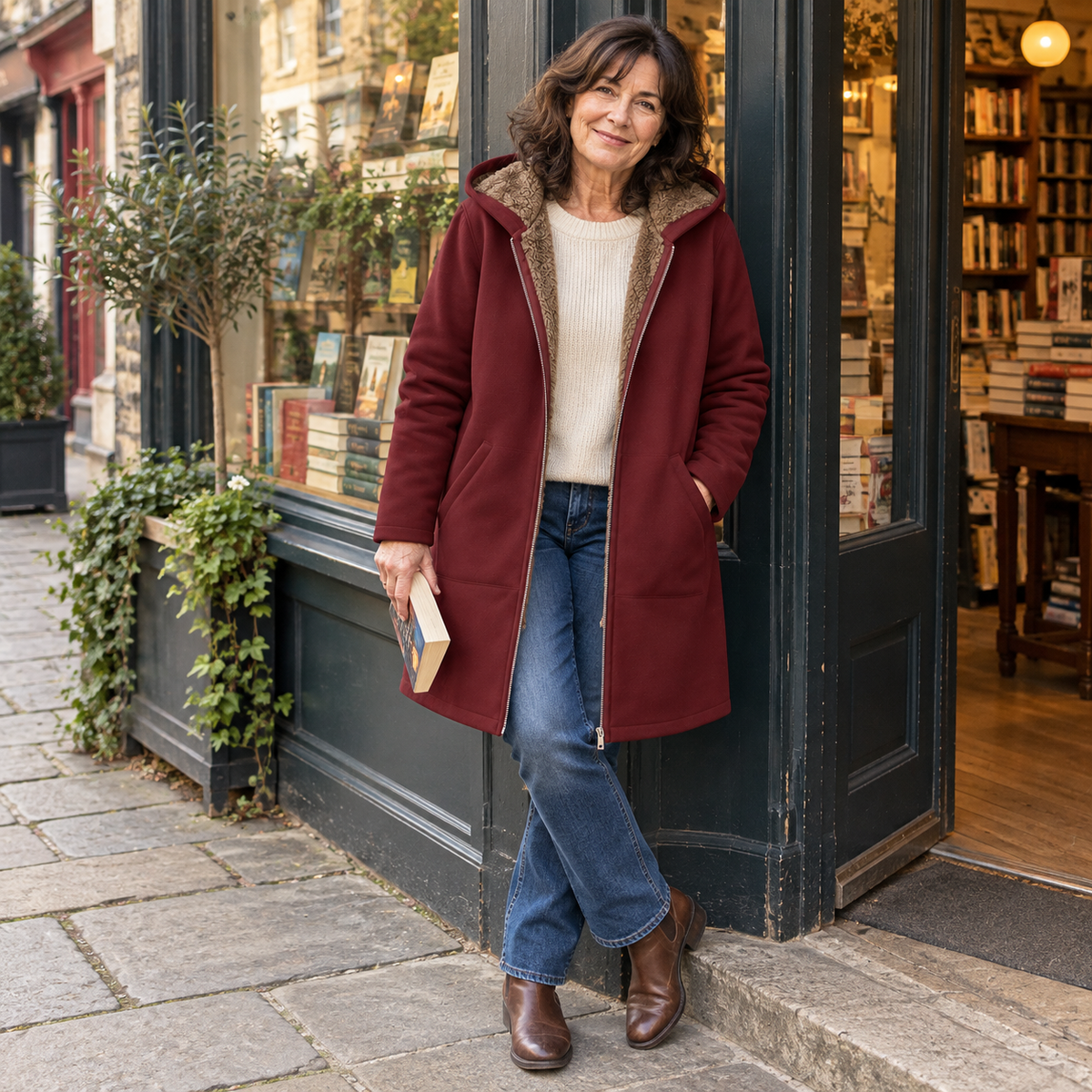 Evelyn - Cozy Sherpa-Lined Hooded Coat