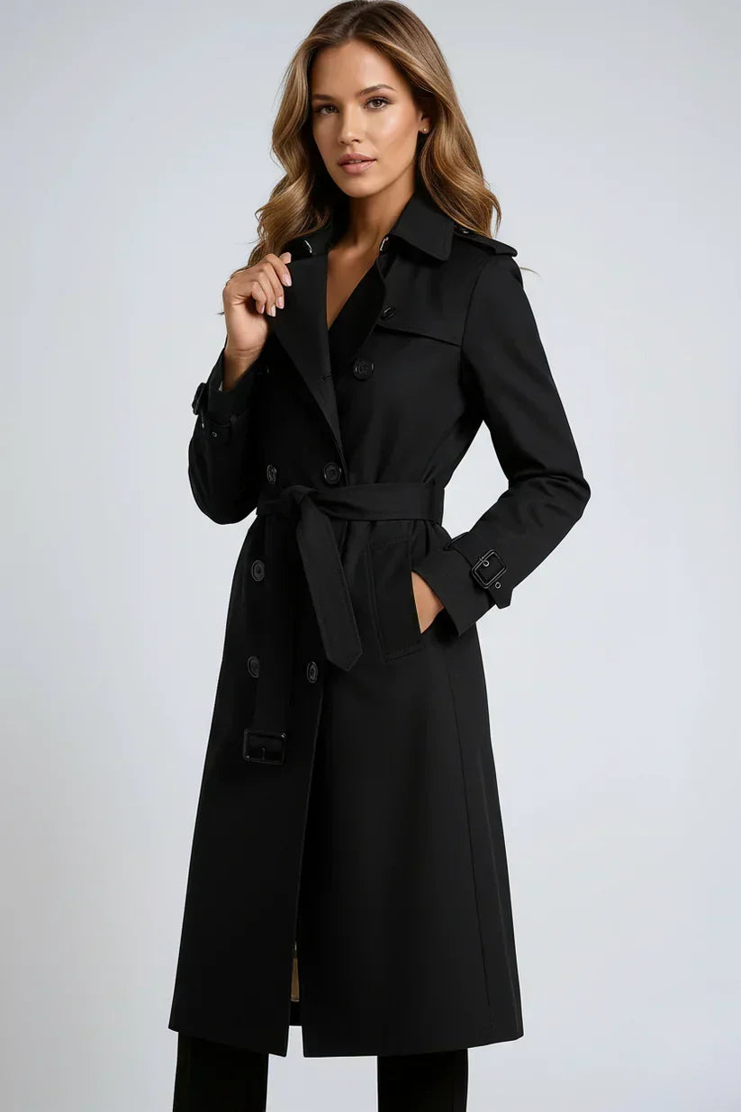 Naomi - Double-Breasted Long Trench Coat