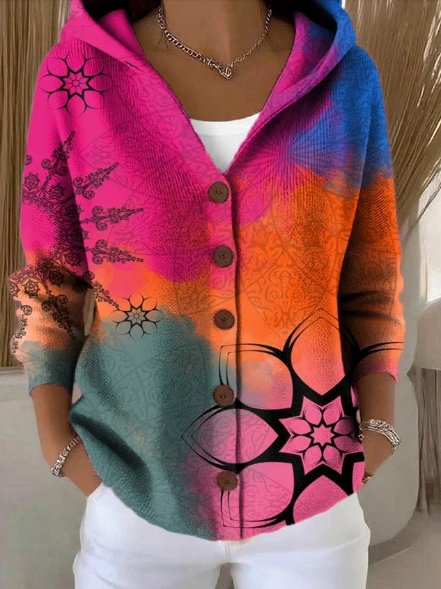 Adelaide - Elegant Button Hooded Sweater