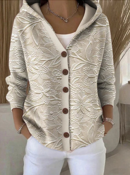 Rosamund - Elegant Button Hooded Sweater