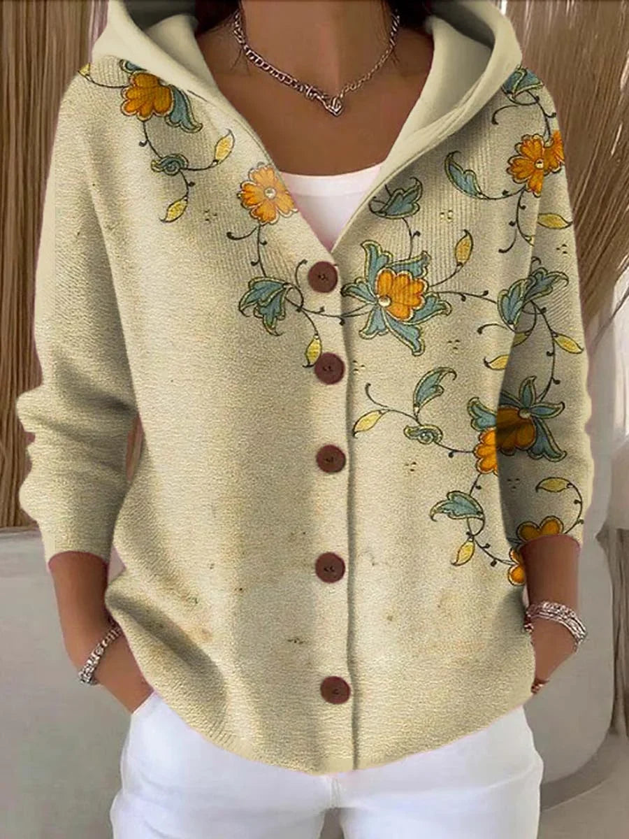 Georgiana - Elegant Button Hooded Sweater