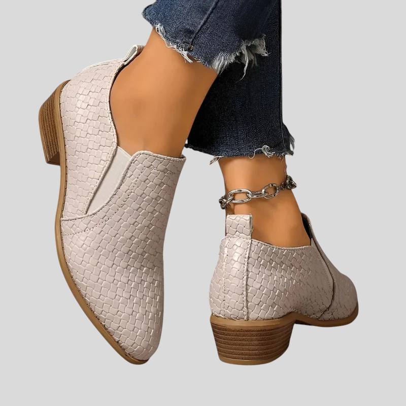 Tamsin - Braided Block Heel Slip-On Ankle Boots