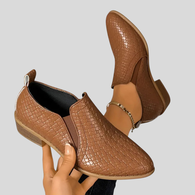 Tamsin - Braided Block Heel Slip-On Ankle Boots