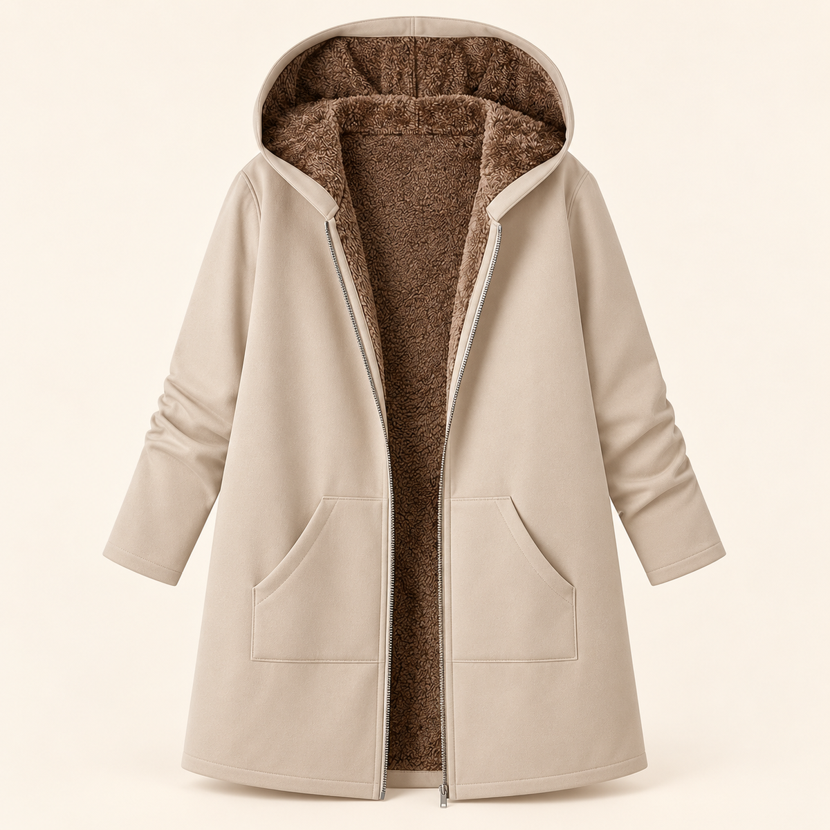 Evelyn - Cozy Sherpa-Lined Hooded Coat